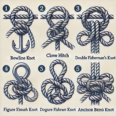 Crab trap harness knots